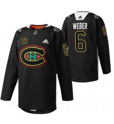 Men Montreal Canadiens 6 Shea Weber 2022 Black Warm Up History Night Stitched Jerse Men Montreal Canadiens 6 Shea Weber 2022 Black Warm Up History Night Stitched Jerse