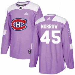 Mens Adidas Montreal Canadiens 45 Joe Morrow Authentic Purple Fights Cancer Practice NHL Jersey 