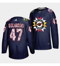 Men Minnesota Wild 47 Alex Goligoski 2021 22 Navy Native American Heritage Day Stitched Jersey Men Minnesota Wild 47 Alex Goligoski 2021 22 Navy Native American Heritage Day Stitched Jersey