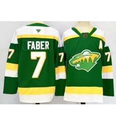 Men Minnesota Wild 7 Brock Faber Green 2024 25 Alternate With A Patch Stitched Hockey Jersey Men Minnesota Wild 7 Brock Faber Green 2024 25 Alternate With A Patch Stitched Hockey Jersey