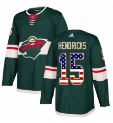 Mens Adidas Minnesota Wild 15 Matt Hendricks Authentic Green USA Flag Fashion NHL Jersey Mens Adidas Minnesota Wild 15 Matt Hendricks Authentic Green USA Flag Fashion NHL Jersey