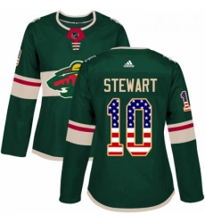 Womens Adidas Minnesota Wild 10 Chris Stewart Authentic Green USA Flag Fashion NHL Jersey Womens Adidas Minnesota Wild 10 Chris Stewart Authentic Green USA Flag Fashion NHL Jersey