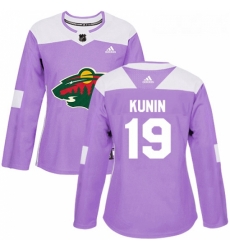 Womens Adidas Minnesota Wild 19 Luke Kunin Authentic Purple Fights Cancer Practice NHL Jersey Womens Adidas Minnesota Wild 19 Luke Kunin Authentic Purple Fights Cancer Practice NHL Jersey