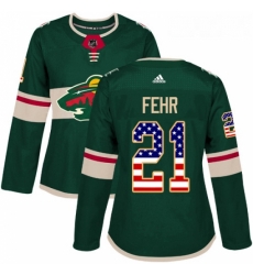 Womens Adidas Minnesota Wild 21 Eric Fehr Authentic Green USA Flag Fashion NHL Jersey Womens Adidas Minnesota Wild 21 Eric Fehr Authentic Green USA Flag Fashion NHL Jersey