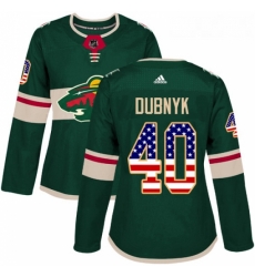 Womens Adidas Minnesota Wild 40 Devan Dubnyk Authentic Green USA Flag Fashion NHL Jersey Womens Adidas Minnesota Wild 40 Devan Dubnyk Authentic Green USA Flag Fashion NHL Jersey