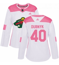 Womens Adidas Minnesota Wild 40 Devan Dubnyk Authentic WhitePink Fashion NHL Jersey Womens Adidas Minnesota Wild 40 Devan Dubnyk Authentic WhitePink Fashion NHL Jersey