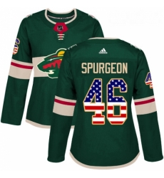 Womens Adidas Minnesota Wild 46 Jared Spurgeon Authentic Green USA Flag Fashion NHL Jersey Womens Adidas Minnesota Wild 46 Jared Spurgeon Authentic Green USA Flag Fashion NHL Jersey