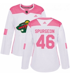 Womens Adidas Minnesota Wild 46 Jared Spurgeon Authentic WhitePink Fashion NHL Jersey Womens Adidas Minnesota Wild 46 Jared Spurgeon Authentic WhitePink Fashion NHL Jersey