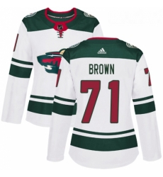 Womens Adidas Minnesota Wild 71 J T Brown Authentic White Away NHL Jerse Womens Adidas Minnesota Wild 71 J T Brown Authentic White Away NHL Jerse