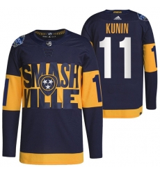 Men Nashville Predators 11 Luke Kunin 2022 Navy Stadium Series Breakaway Player Stitched Jersey Men Nashville Predators 11 Luke Kunin 2022 Navy Stadium Series Breakaway Player Stitched Jersey