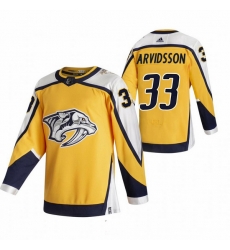 Men Nashville Predators 33 Viktor Arvidsson Yellow Adidas 2020 21 Reverse Retro Alternate NHL Jersey Men Nashville Predators 33 Viktor Arvidsson Yellow Adidas 2020 21 Reverse Retro Alternate NHL Jersey