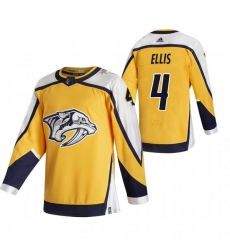 Men Nashville Predators 4 Ryan Ellis Yellow Adidas 2020 21 Reverse Retro Alternate NHL Jersey Men Nashville Predators 4 Ryan Ellis Yellow Adidas 2020 21 Reverse Retro Alternate NHL Jersey