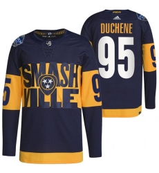 Men Nashville Predators 95 Matt Duchene 2022 Navy Stadium Series Breakaway Player Stitched Jersey Men Nashville Predators 95 Matt Duchene 2022 Navy Stadium Series Breakaway Player Stitched Jersey