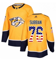 Mens Adidas Nashville Predators 76 PK Subban Authentic Gold USA Flag Fashion NHL Jersey Mens Adidas Nashville Predators 76 PK Subban Authentic Gold USA Flag Fashion NHL Jersey