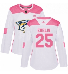 Womens Adidas Nashville Predators 25 Alexei Emelin Authentic WhitePink Fashion NHL Jersey Womens Adidas Nashville Predators 25 Alexei Emelin Authentic WhitePink Fashion NHL Jersey
