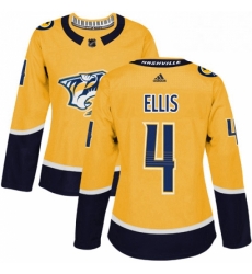 Womens Adidas Nashville Predators 4 Ryan Ellis Authentic Gold Home NHL Jersey Womens Adidas Nashville Predators 4 Ryan Ellis Authentic Gold Home NHL Jersey