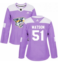 Womens Adidas Nashville Predators 51 Austin Watson Authentic Purple Fights Cancer Practice NHL Jersey Womens Adidas Nashville Predators 51 Austin Watson Authentic Purple Fights Cancer Practice NHL Jersey