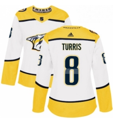 Womens Adidas Nashville Predators 8 Kyle Turris Authentic White Away NHL Jersey Womens Adidas Nashville Predators 8 Kyle Turris Authentic White Away NHL Jersey