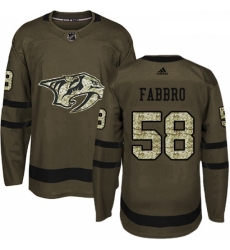 Youth Adidas Nashville Predators 58 Dante Fabbro Authentic Green Salute to Service NHL Jersey Youth Adidas Nashville Predators 58 Dante Fabbro Authentic Green Salute to Service NHL Jersey