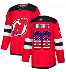 Devils #86 Jack Hughes Red Home Authentic USA Flag Stitched Hockey Jersey Devils #86 Jack Hughes Red Home Authentic USA Flag Stitched Hockey Jersey
