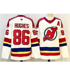 Men New Jersey Devils 86 Jack Hughes White Red 2024 25 With A Patch Stitched Hockey Jersey Men New Jersey Devils 86 Jack Hughes White Red 2024 25 With A Patch Stitched Hockey Jersey