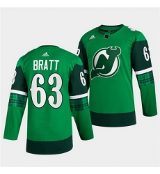 Men New jerseyy Devils 63 Jesper Bratt Green Warm Up St Patricks Day Stitched jersey Men New jerseyy Devils 63 Jesper Bratt Green Warm Up St Patricks Day Stitched jersey