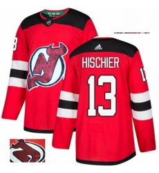 Mens Adidas New Jersey Devils 13 Nico Hischier Authentic Red Fashion Gold NHL Jersey Mens Adidas New Jersey Devils 13 Nico Hischier Authentic Red Fashion Gold NHL Jersey
