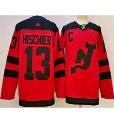 Men's New Jersey Devils #13 Nico Hischier Red 2024 Stadium Series Authentic Jersey Men's New Jersey Devils #13 Nico Hischier Red 2024 Stadium Series Authentic Jersey
