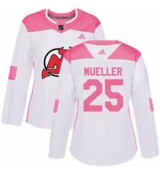 Womens Adidas New Jersey Devils 25 Mirco Mueller Authentic WhitePink Fashion NHL Jersey Womens Adidas New Jersey Devils 25 Mirco Mueller Authentic WhitePink Fashion NHL Jersey