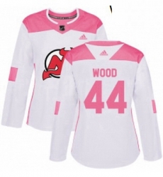 Womens Adidas New Jersey Devils 44 Miles Wood Authentic WhitePink Fashion NHL Jersey Womens Adidas New Jersey Devils 44 Miles Wood Authentic WhitePink Fashion NHL Jersey
