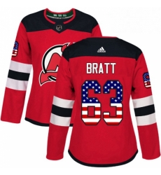 Womens Adidas New Jersey Devils 63 Jesper Bratt Authentic Red USA Flag Fashion NHL Jersey Womens Adidas New Jersey Devils 63 Jesper Bratt Authentic Red USA Flag Fashion NHL Jersey