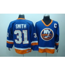 New York Islanders 31 Billy Smith Blue Throwback CCM C patch New York Islanders 31 Billy Smith Blue Throwback CCM C patch