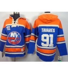 New York Islanders #91 John Tavares Blue Stitched NHL Sawyer Hooded Sweatshirt New York Islanders #91 John Tavares Blue Stitched NHL Sawyer Hooded Sweatshirt