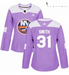Womens Adidas New York Islanders 31 Billy Smith Authentic Purple Fights Cancer Practice NHL Jersey Womens Adidas New York Islanders 31 Billy Smith Authentic Purple Fights Cancer Practice NHL Jersey