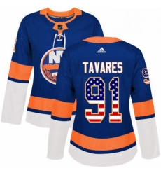 Womens Adidas New York Islanders 91 John Tavares Authentic Royal Blue USA Flag Fashion NHL Jersey Womens Adidas New York Islanders 91 John Tavares Authentic Royal Blue USA Flag Fashion NHL Jersey