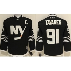 Islanders #91 John Tavares Black Alternate Stitched Youth NHL Jersey