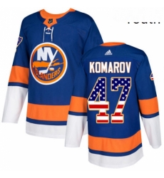 Youth Adidas New York Islanders 47 Leo Komarov Authentic Royal Blue USA Flag Fashion NHL Jersey Youth Adidas New York Islanders 47 Leo Komarov Authentic Royal Blue USA Flag Fashion NHL Jersey