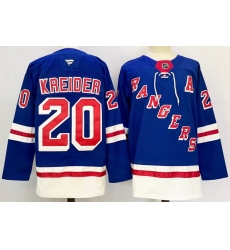 Men New York Rangers 20 Chris Kreider Royal 2024 25 Home With A Patch Stitched Hockey Jersey Men New York Rangers 20 Chris Kreider Royal 2024 25 Home With A Patch Stitched Hockey Jersey