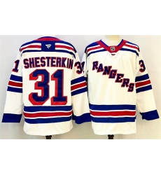 Men New York Rangers 31 Igor Shesterkin White 2024 25 Away Stitched Hockey Jersey