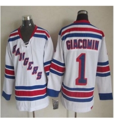 New York Rangers #1 Eddie Giacomin White CCM Throwback Stitched NHL Jersey New York Rangers #1 Eddie Giacomin White CCM Throwback Stitched NHL Jersey