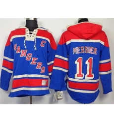 New York Rangers 11 Mark Messier Blue Lace-Up Jersey Hoodies New York Rangers 11 Mark Messier Blue Lace-Up Jersey Hoodies