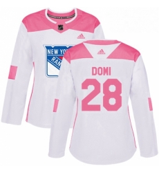 Womens Adidas New York Rangers 28 Tie Domi Authentic WhitePink Fashion NHL Jersey Womens Adidas New York Rangers 28 Tie Domi Authentic WhitePink Fashion NHL Jersey