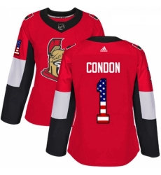 Womens Adidas Ottawa Senators 1 Mike Condon Authentic Red USA Flag Fashion NHL Jersey Womens Adidas Ottawa Senators 1 Mike Condon Authentic Red USA Flag Fashion NHL Jersey