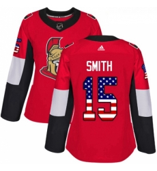 Womens Adidas Ottawa Senators 15 Zack Smith Authentic Red USA Flag Fashion NHL Jersey Womens Adidas Ottawa Senators 15 Zack Smith Authentic Red USA Flag Fashion NHL Jersey