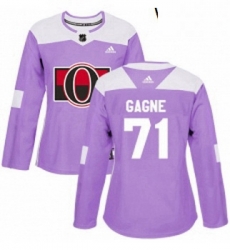Womens Adidas Ottawa Senators 71 Gabriel Gagne Authentic Purple Fights Cancer Practice NHL Jersey Womens Adidas Ottawa Senators 71 Gabriel Gagne Authentic Purple Fights Cancer Practice NHL Jersey