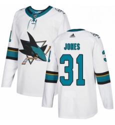 Mens Adidas San Jose Sharks 31 Martin Jones White Road Authentic Stitched NHL Jersey Mens Adidas San Jose Sharks 31 Martin Jones White Road Authentic Stitched NHL Jersey