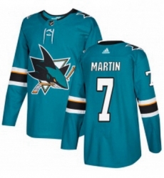 Mens Adidas San Jose Sharks 7 Paul Martin Authentic Teal Green Home NHL Jersey Mens Adidas San Jose Sharks 7 Paul Martin Authentic Teal Green Home NHL Jersey