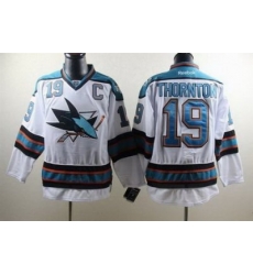 San Jose Sharks #19 Joe Thornton White Jersey C patch San Jose Sharks #19 Joe Thornton White Jersey C patch