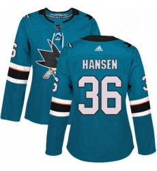 Womens Adidas San Jose Sharks 36 Jannik Hansen Authentic Teal Green Home NHL Jersey Womens Adidas San Jose Sharks 36 Jannik Hansen Authentic Teal Green Home NHL Jersey