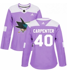 Womens Adidas San Jose Sharks 40 Ryan Carpenter Authentic Purple Fights Cancer Practice NHL Jersey Womens Adidas San Jose Sharks 40 Ryan Carpenter Authentic Purple Fights Cancer Practice NHL Jersey